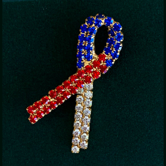 Jeweled Ribbon Pin